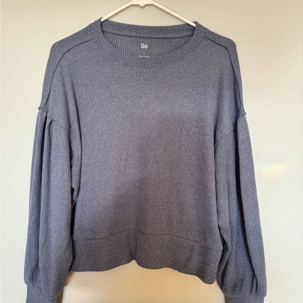 SO brand blue cropped sweater, stretch size XL